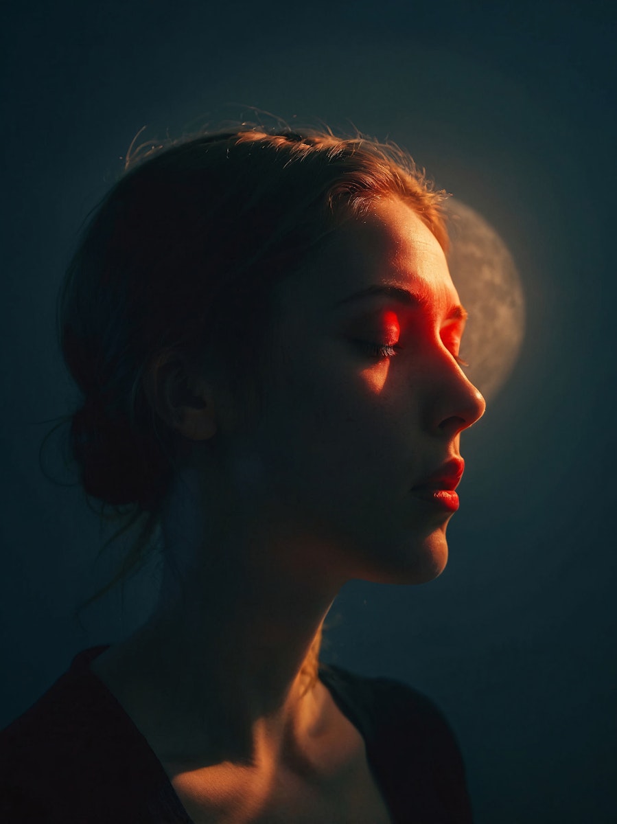 Mulher em introspeção serena